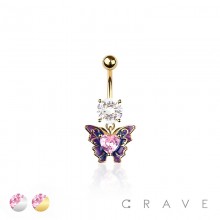 316L SURGICAL STEEL WAVY BUTTERLFY BELLY BUTTON NAVEL RING 